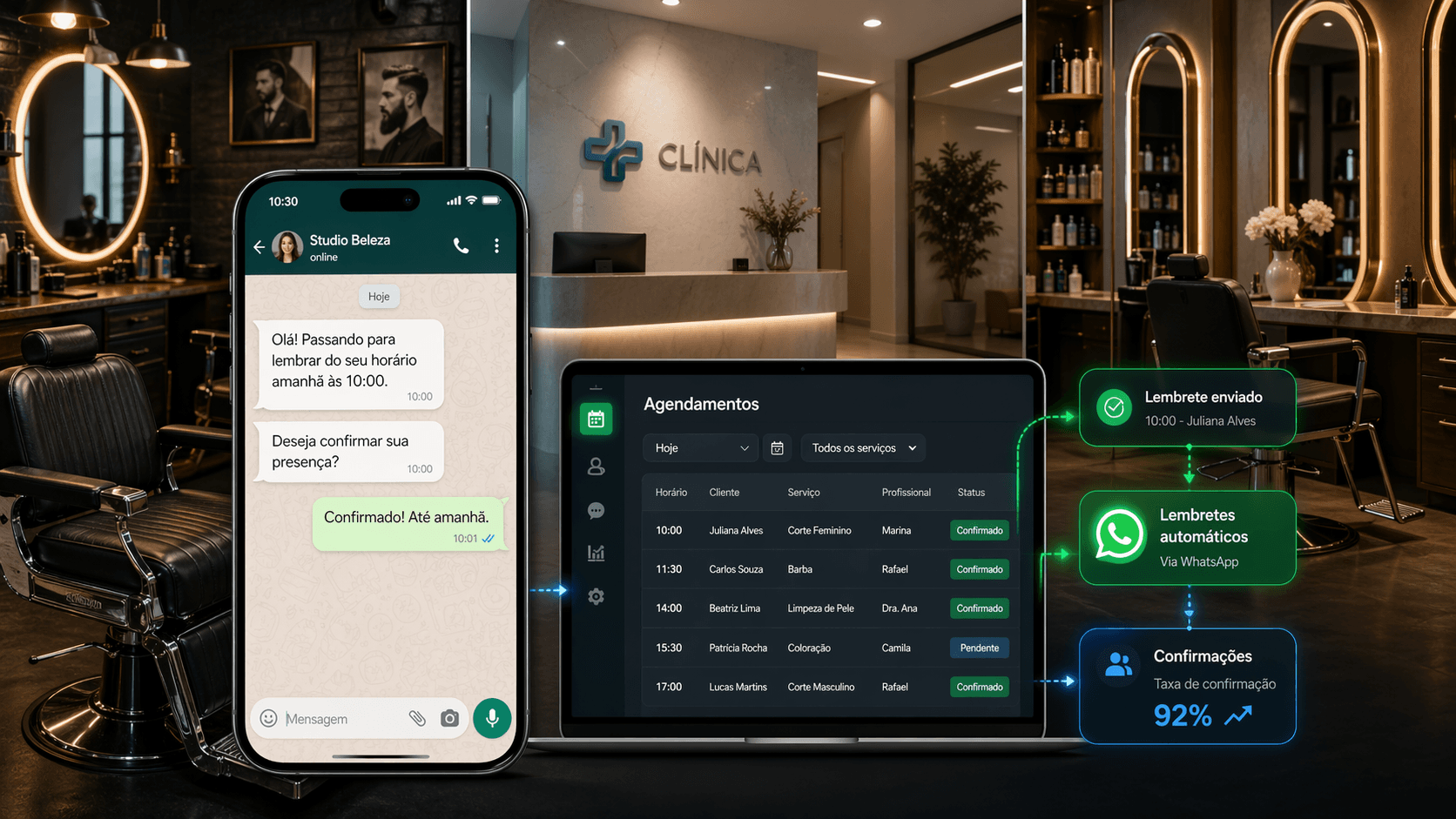 Como reduzir faltas em barbearia, clínica e salão com lembretes no WhatsApp
