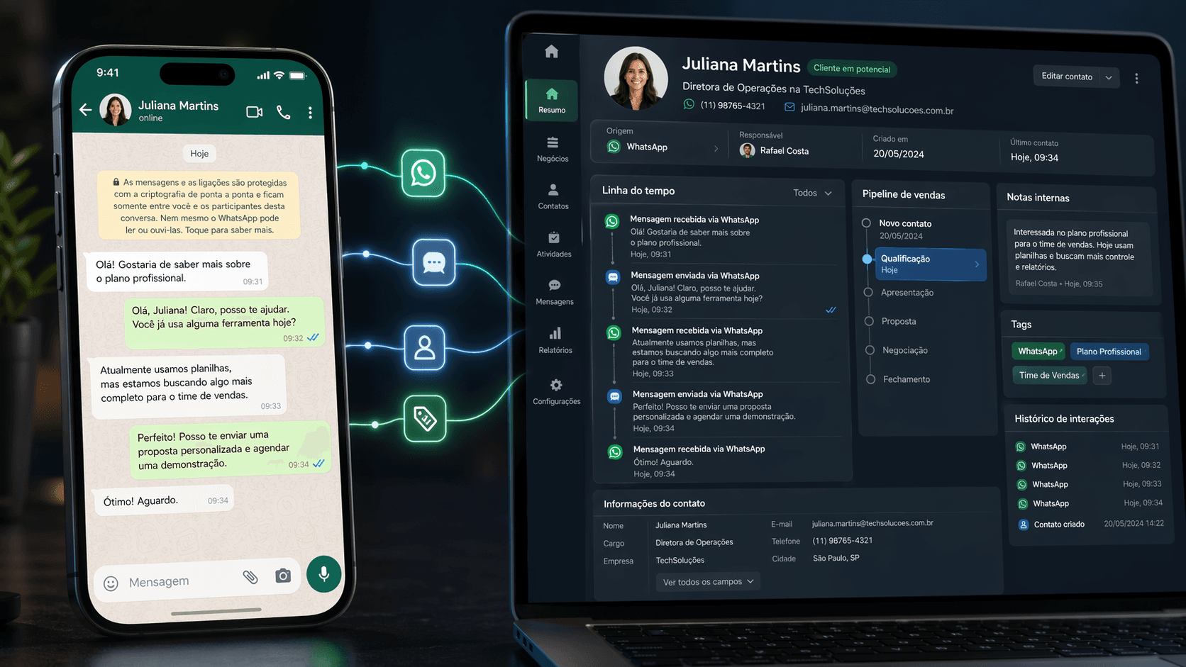 Como integrar CRM ao WhatsApp sem perder contexto